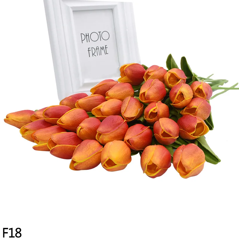 5 шт./лот, яркие искусственные тюльпаны с цветами, для украшения дома, многоцветные тюльпаны для украшения свадебного макета, искусственные цветы - Цвет: F18