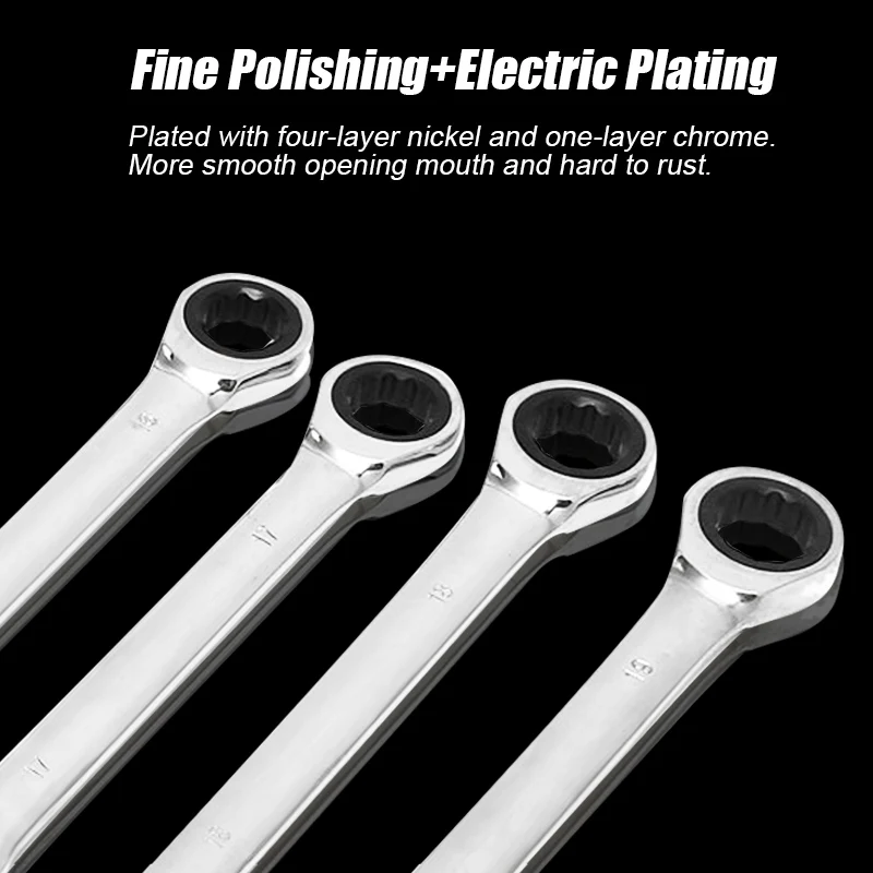 NEW 12pcs 6-19mm Steel Ratchet Wrench Set Multiuse Wrenches Dual Use Spanners Tools Kit Fixed/Movable Head Combination Tool