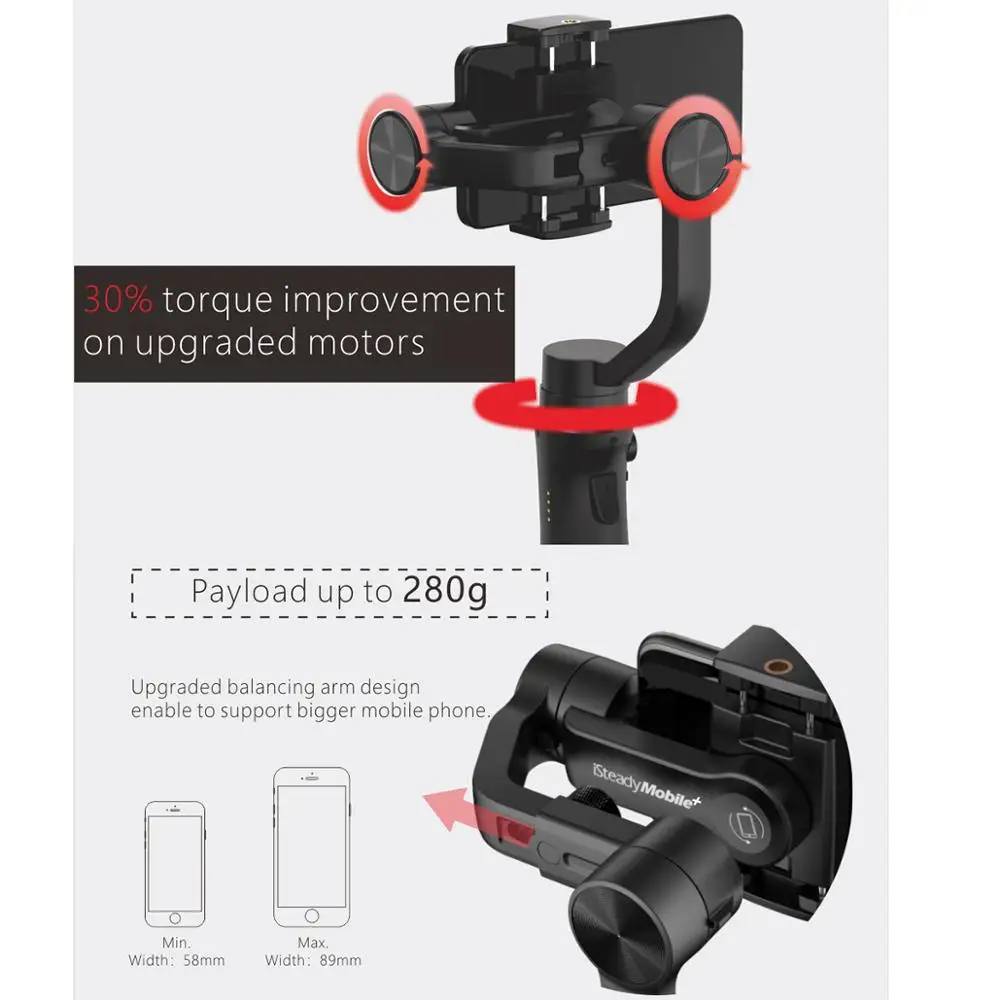  Hohem iSteady Mobile Plus Smartphone Gimbal Stabilizer 3-Axis Handheld Gimbal for iPhone Andriod Hu