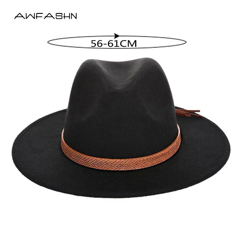 

New autumn and winter men's large size cowboy hats fedora caps 60CM classical sombrero furry headscarf imitation wool cap visor