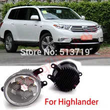 2015 new auto accessories car LED front fog lights strobe line group For Toyota Highlander 2008-2013 car styling parking
