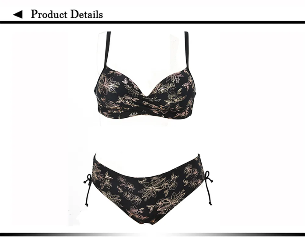 Plus size 6XL Big Chest Push Up bikini 2018 Large Size Swimwear Swimsuit For Women Retro Bathing Suit Bandage Floral Bikini set (17)