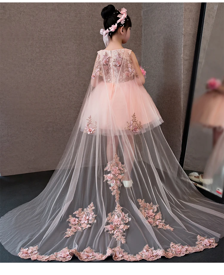 Elegant Flower Girl Dress For font b Weddings b font Trailing Lace Evening Party Dresses Baby