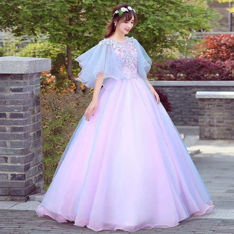 

light lavender butterfly sleeve opera/studio/stage ball gown medieval dress Renaissance gown queen Victorian dress/Belle Ball