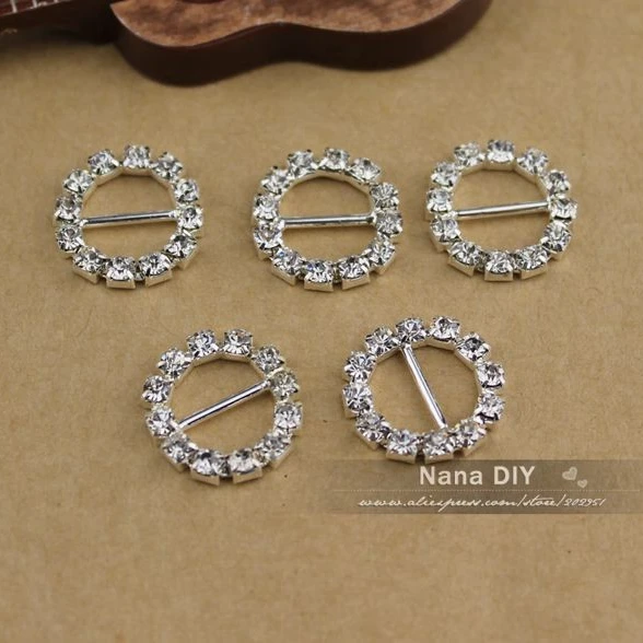 

16mm (Inner Bar 10mm) 100pcs wholesale round Crystal Rhinestone Bucklebutton Slider for bag accessory Free shipping