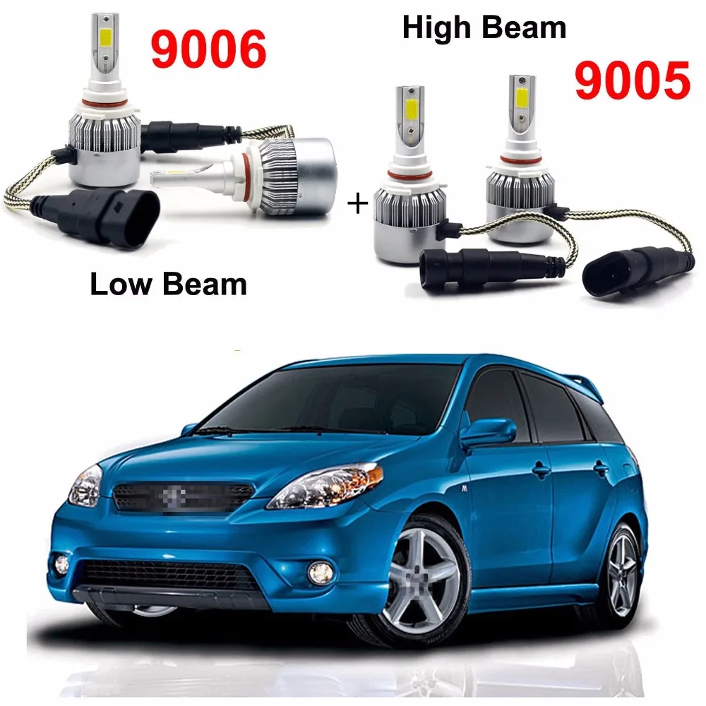 

Fuleem 4PCS LED Headlight Kit 9005 HB3 9006 HB4 Hi/Low Beam 72W 6000K Led Bulb Lights For Matrix 2003-2008