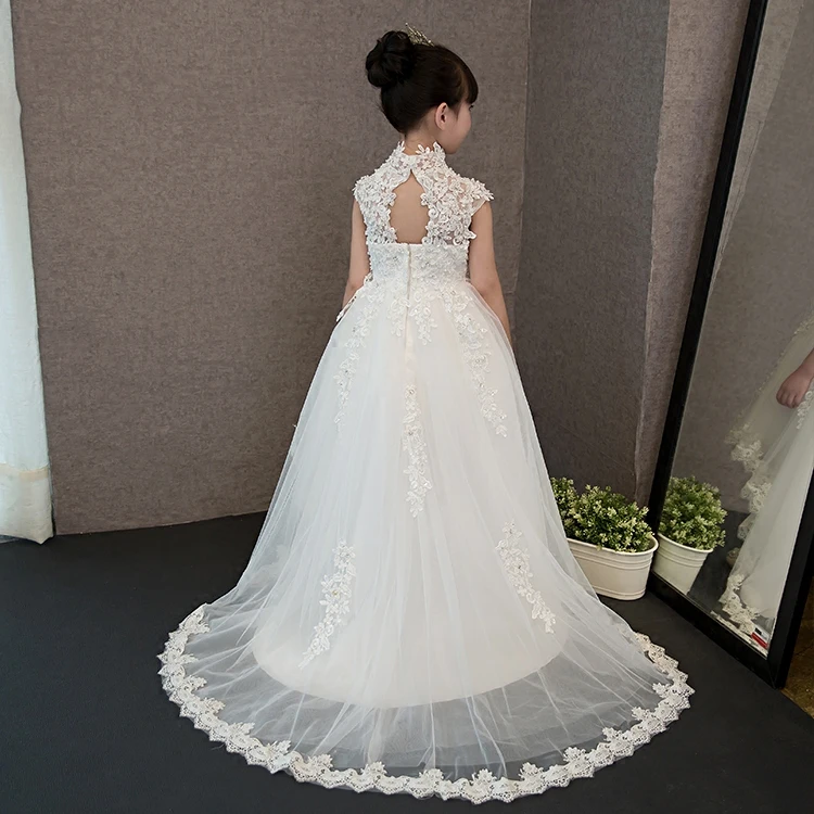 

Royal Princess Dress Beading Flower Girl Dresses Wedding Ball Gown Kids Pageant Dress Birthday Appliques Girls Formal Dress B82