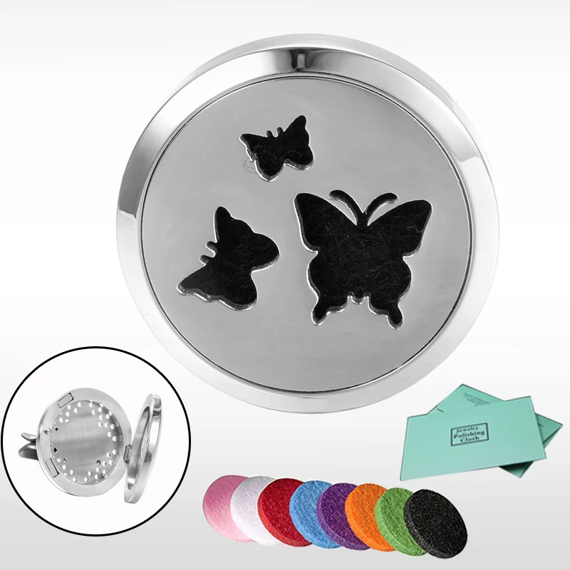 

30mm Car Perfume Aroma Locket Essential Oil Car Diffuser Locket Free 8Pcs Pads color randomly