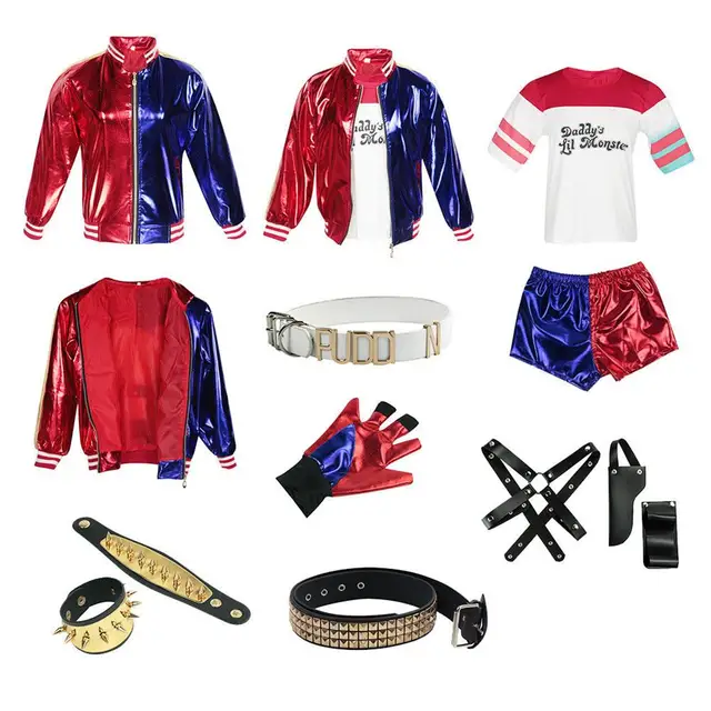 New Adult Cosplay Harley Quinn Ladies Costume Full Set Suicide Squad