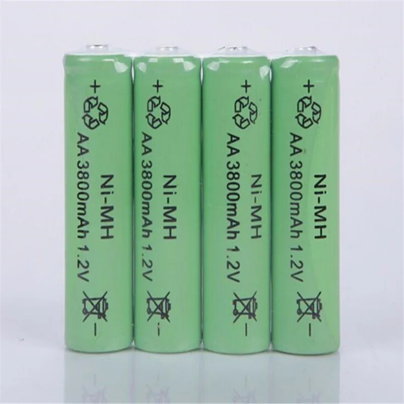 4x AA 3800mAh или 4x AAA 1800mAh 1,2 V NiMH зеленая аккумуляторная батарея 2A 3A для флэш-светильник, игрушечный аккумулятор