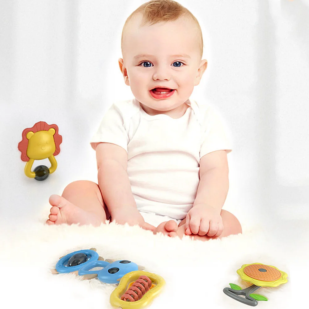 0-1 years old fun rattle set fun baby baby rattle teether 10 sets of animal rattle parent-child interactive toys Children