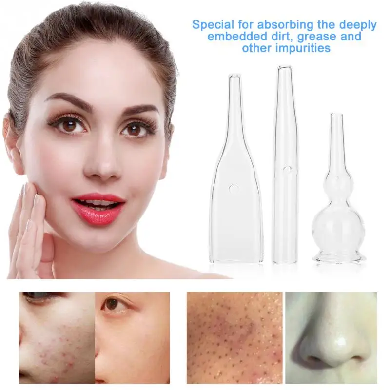 

3PCS/Set Glass Pipes for Blackhead Removal Glass Pipes Face Cleanser Beauty Machine Vacuum Accessories Beauty Equipment
