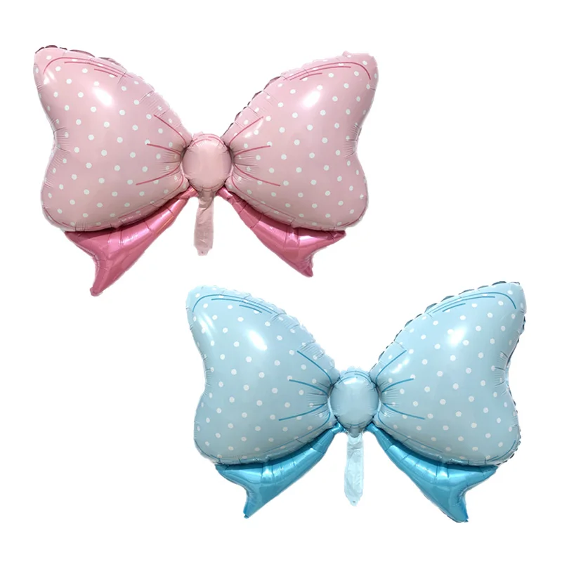 

1pc Pink Blue Polka Dot Bow Foil Balloon Baby Shower Girl Boy Bow-knot Helium Balloons Birthday Party Decoration Kids 60*88cm