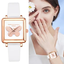 Lvpai брендовые 3D тисненые бабочки квадратные ЖЕНСКИЕ НАРЯДНЫЕ часы модные кожаные кварцевые часы в творческом стиле женские наручные часы-браслет
