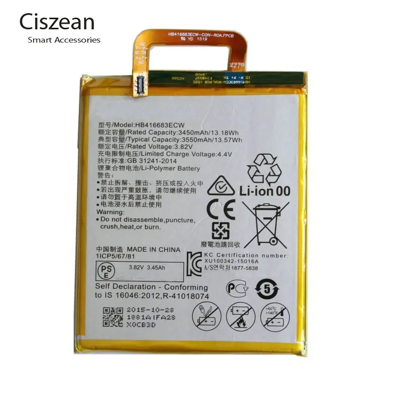 3550mAh HB416683ECW 3.82VDC сменный литий-полимерный аккумулятор для Huawei Ascend Nexus 6P Angler H1511 H1512 +