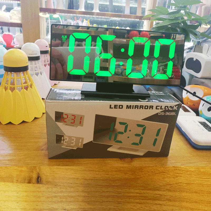 LED Mirror Digital Alarm Clock Electronic Watch Table Multifunction Snooze Temperature Night Display LED Desktop Alarm Clocks