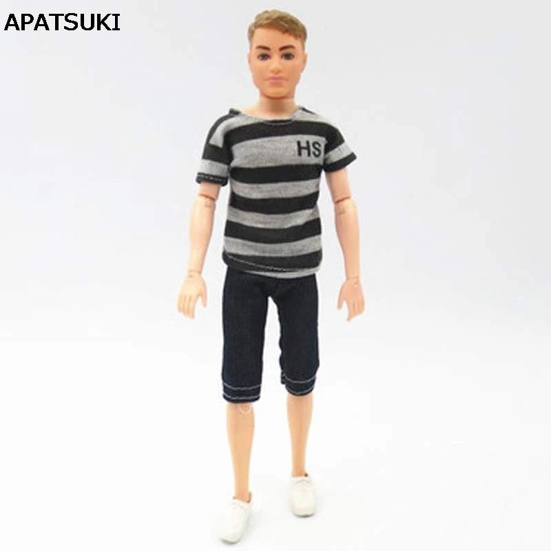 Di Modo Casual Per Barbie Ken Doll Zebra T-Shirt A Righe + Shorts Per Barbie Fidanzato Ken Doll Principe Ken Vestiti Per Le Bambole