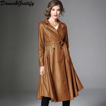 Высококачественное женское Европейское дизайнерское подиумное платье из искусственной кожи новая осенне-зимняя верхняя одежда из искусственной кожи abrigo mujer hiver