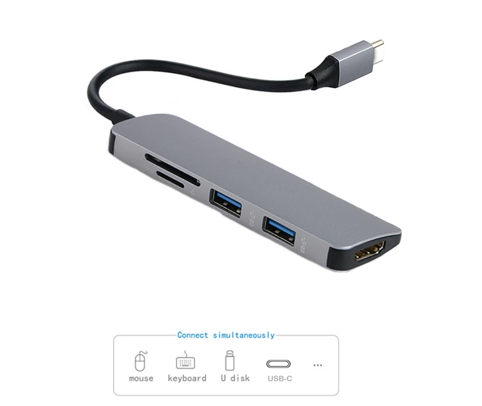 

RCTDH Thunderbolt 3 USB-C Dock USB Type C to 3.0 HDMI HUB Adapter for MacBook Huawei Mate 20 P20 Pro Convert Type-C Converter