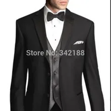 Лучшие продажи, смокинги для жениха, черные лучшие мужские атласные лацкан друг жениха, мужские свадебные костюмы жениха(пиджак+ брюки+ галстук+ жилет