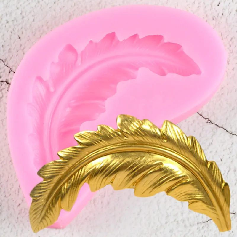 

Leaf Silicone Mold Feather Cupcake Topper Fondant Wedding Cake Decorating Tools Candy Chocolate Mold Polymer Clay Jewelry Moulds