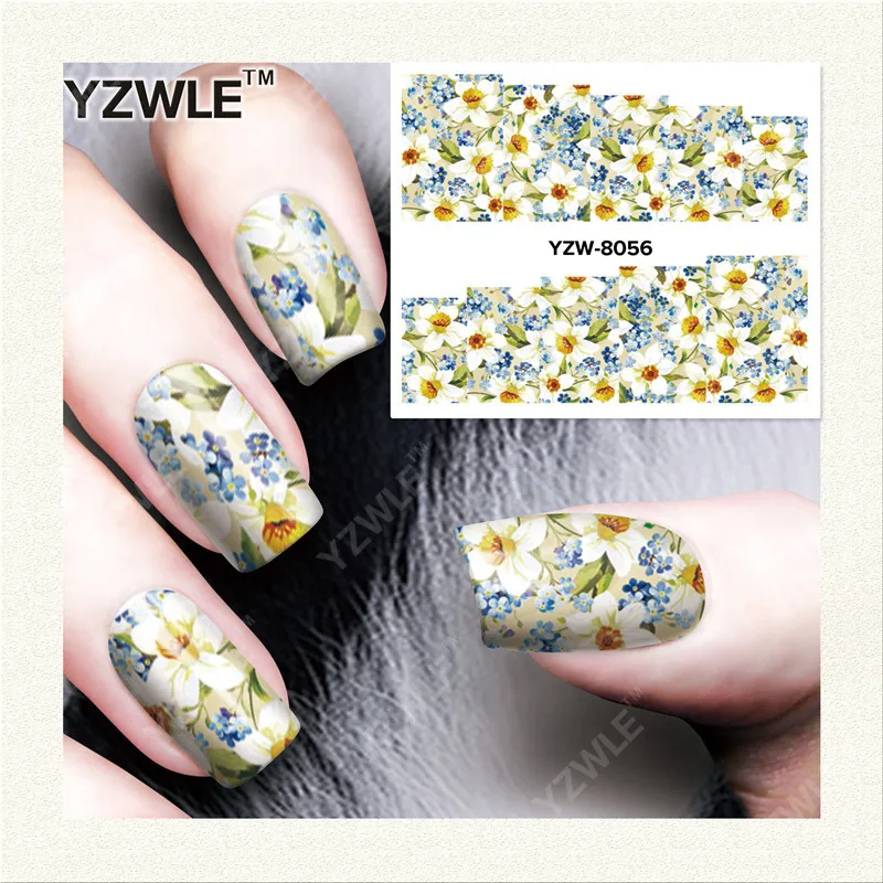 

YZWLE 1 Sheet DIY Decals Nails Art Water Transfer Printing Stickers Accessories For Manicure Salon YZW-8056