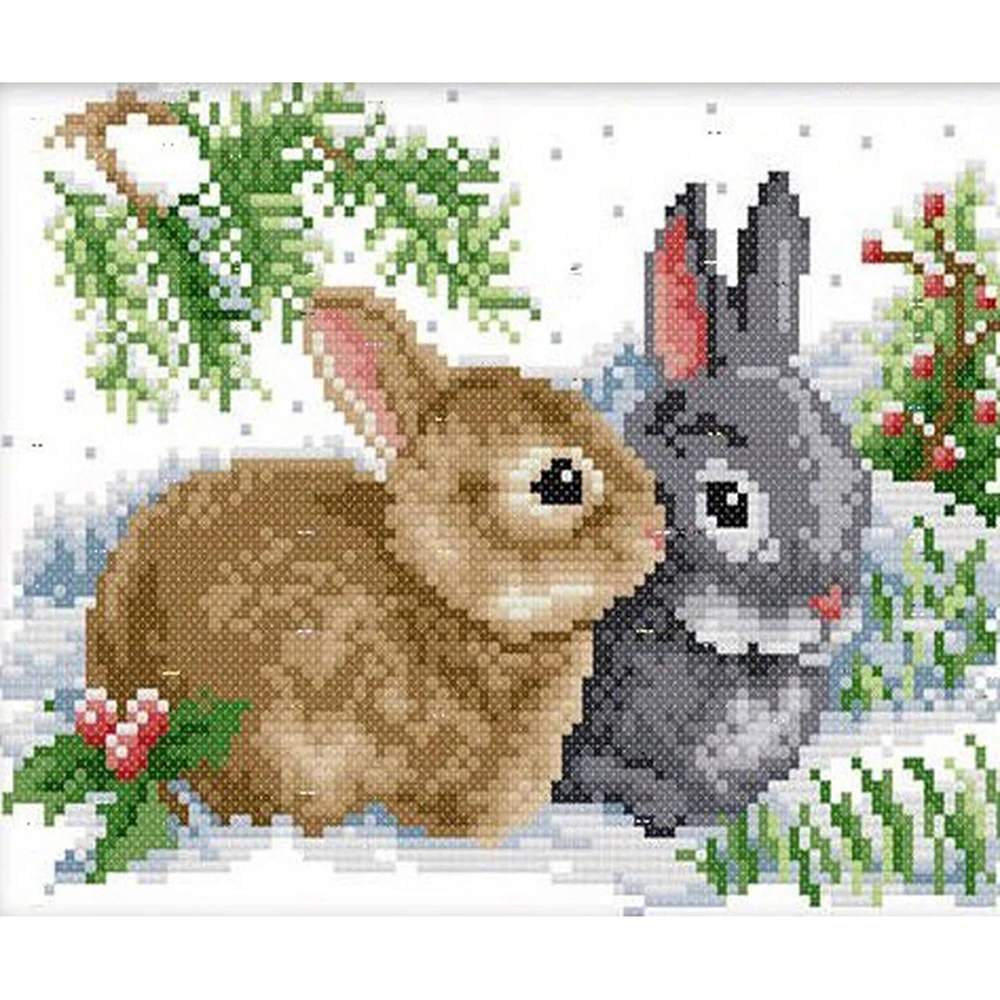 

Cross Stitch Kit DIY Diamond Embroidery Two rabbits Full Square/round Diamond Painting Mosaic Home Decor