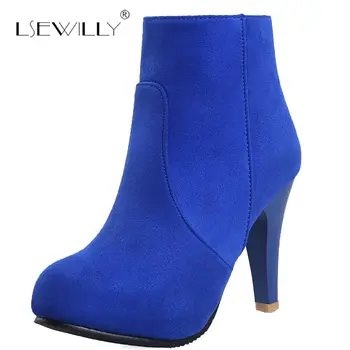 

Lsewilly 2018 Fashion Ankle boots Round Toe Thick heels Ankle Boot for Ladies Autumn Winter Big size 31-44 Red Black S828