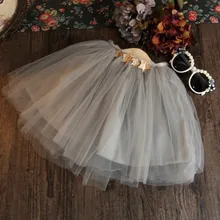 Новинка лета для маленьких девочек, юбка-пачка, сетчатая серая юбка-американка для девочек комплект со звездным дизайном 1 шт. детская юбка костюм От 2 до 7 лет, saia