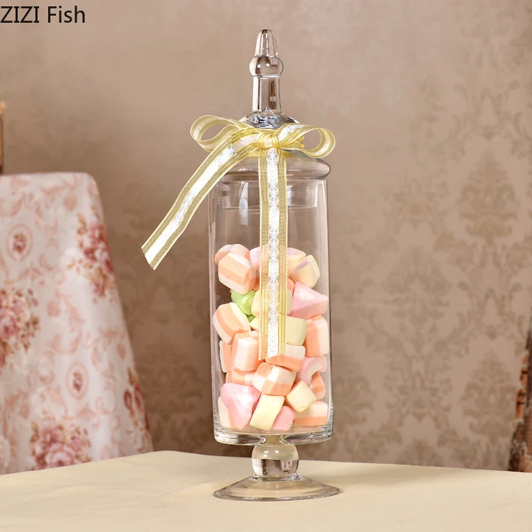 Европейский стиль, прозрачная стеклянная банка для конфет со стеклянной крышкой, подставка для свадебного десерта, домашний контейнер для хранения конфет