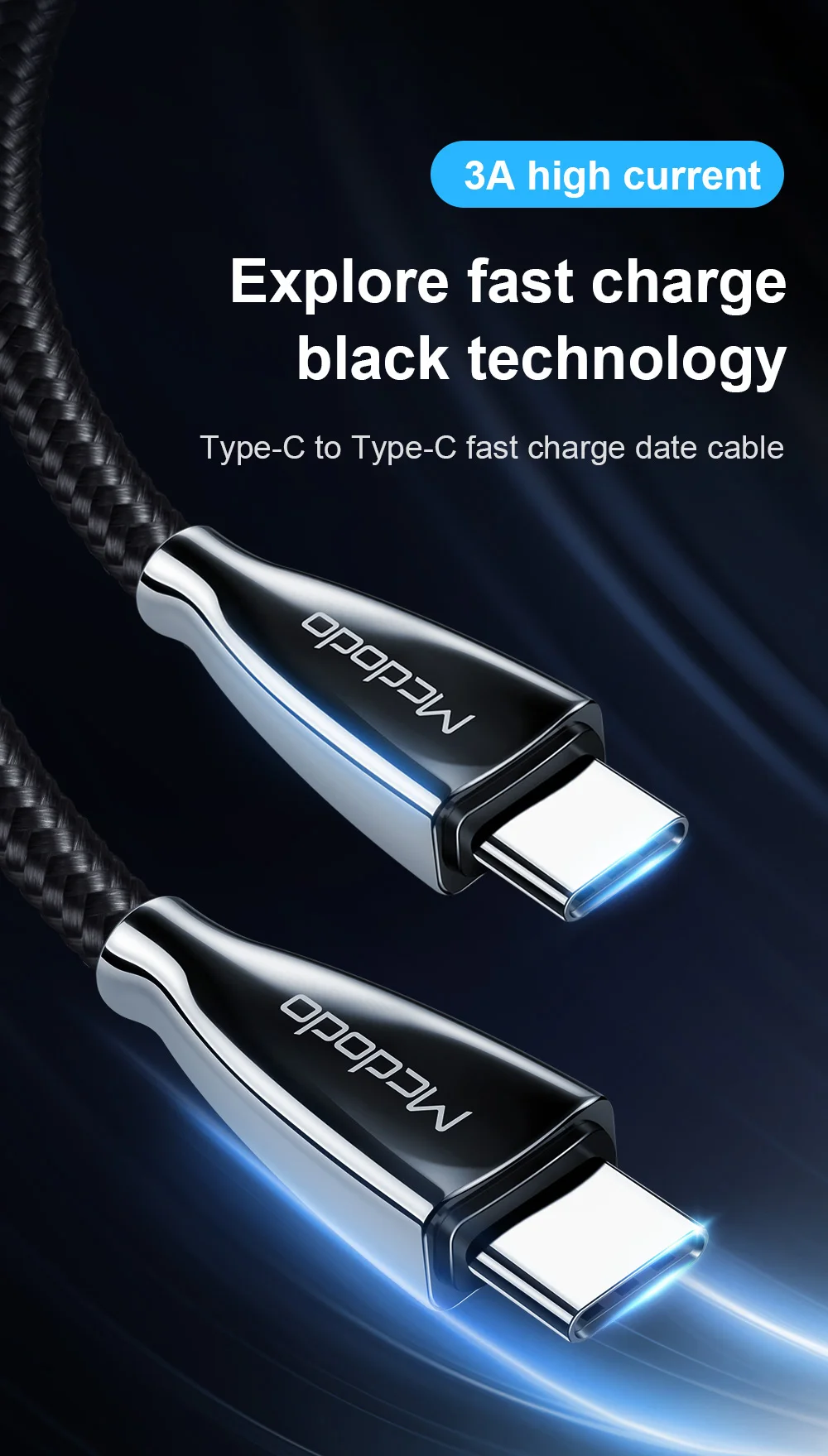 MCDODO 60 Вт Тип usb C кабель с разъемом usb-c PD QC3.0 3A быстро Зарядное устройство для samsung S9 Plus Note 9 huawei P20 MacBook шнур Тип-C кабель