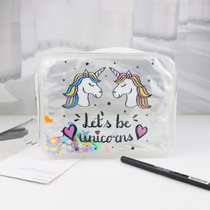 Единороги транспарант Bentoy косметичка для женщин Make UP Case ПВХ радуга желе большая сумка водостойкие сумки для путешествий падения - Цвет: 2
