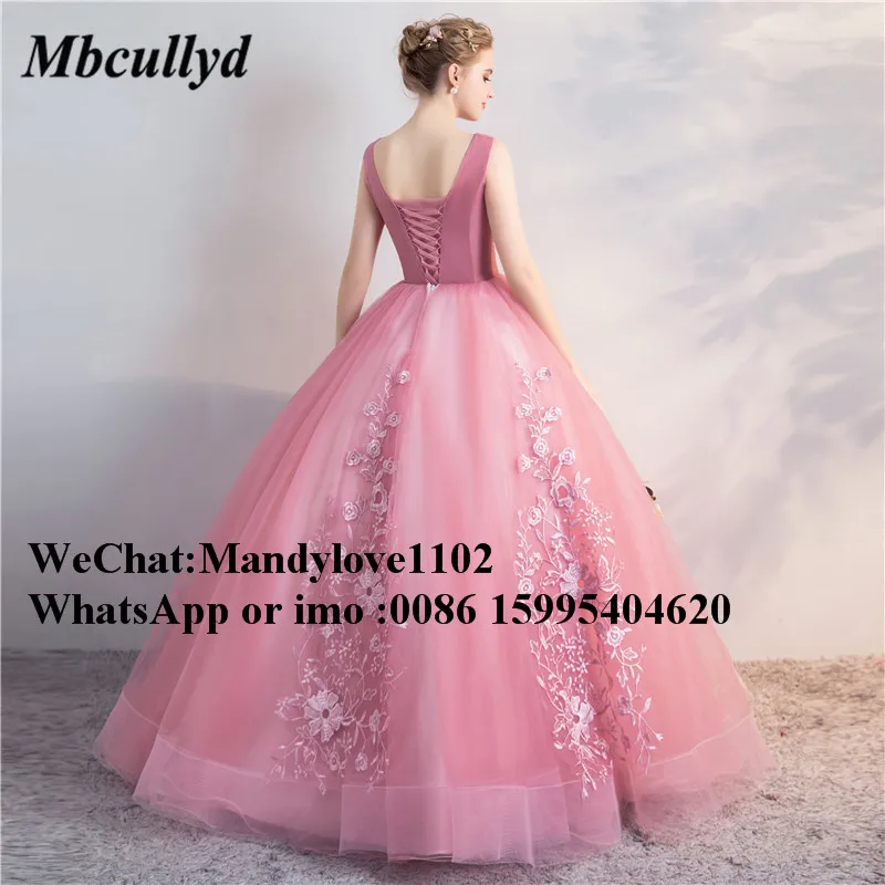 Очаровательные розовые кружевные платья Mbcullyd для Quinceanera 2019 сексуальное бальное