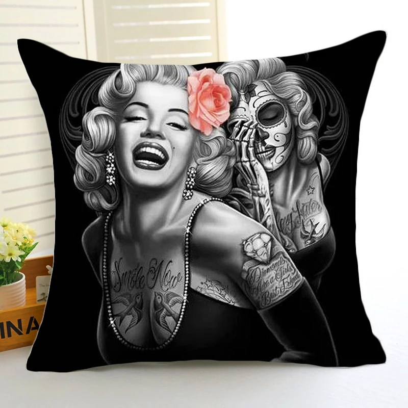 

Comwarm Sexy Elegant Marilyn Monroe Printed Polyester Throw Pillow Cover Case Women Walking Dead Cushion Cover Sofa Seat Decor