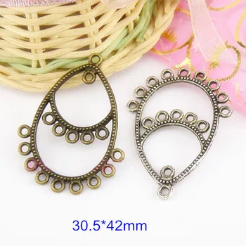 

30 Pcs Water Drop Teardrop Shape Alloy Connectors Charms Pendants With 16 Loop for Earrings Diy Jewelry Findings 30.5*42mm
