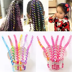 6 шт. 27 см повязка на голову для девочек красочные Кристальные длинные эластичные резинки для волос Детские Подарочные повязки для волос