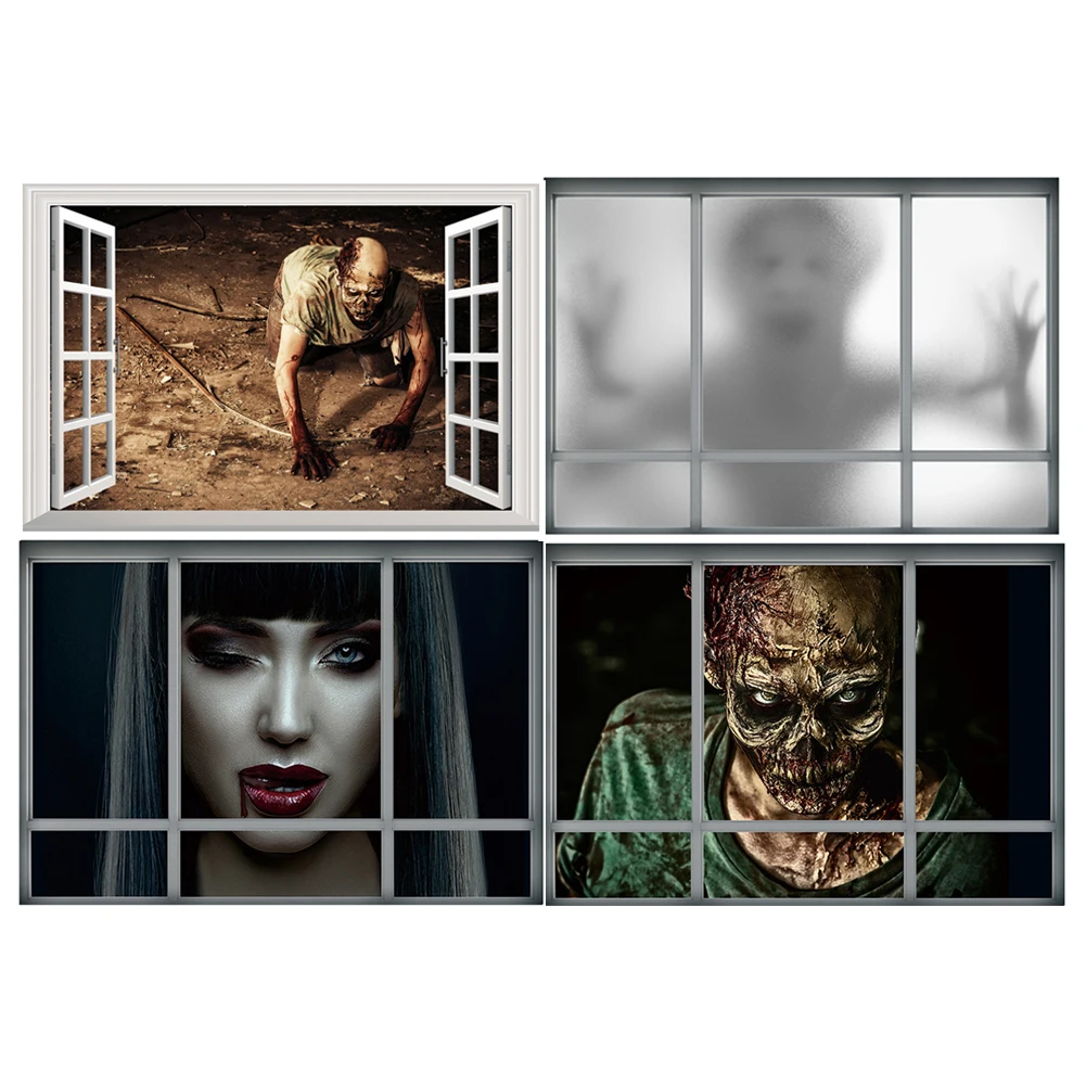 DIY 3D Halloween Zombie Fake Window Ghost Decals Window Wall Sticker
