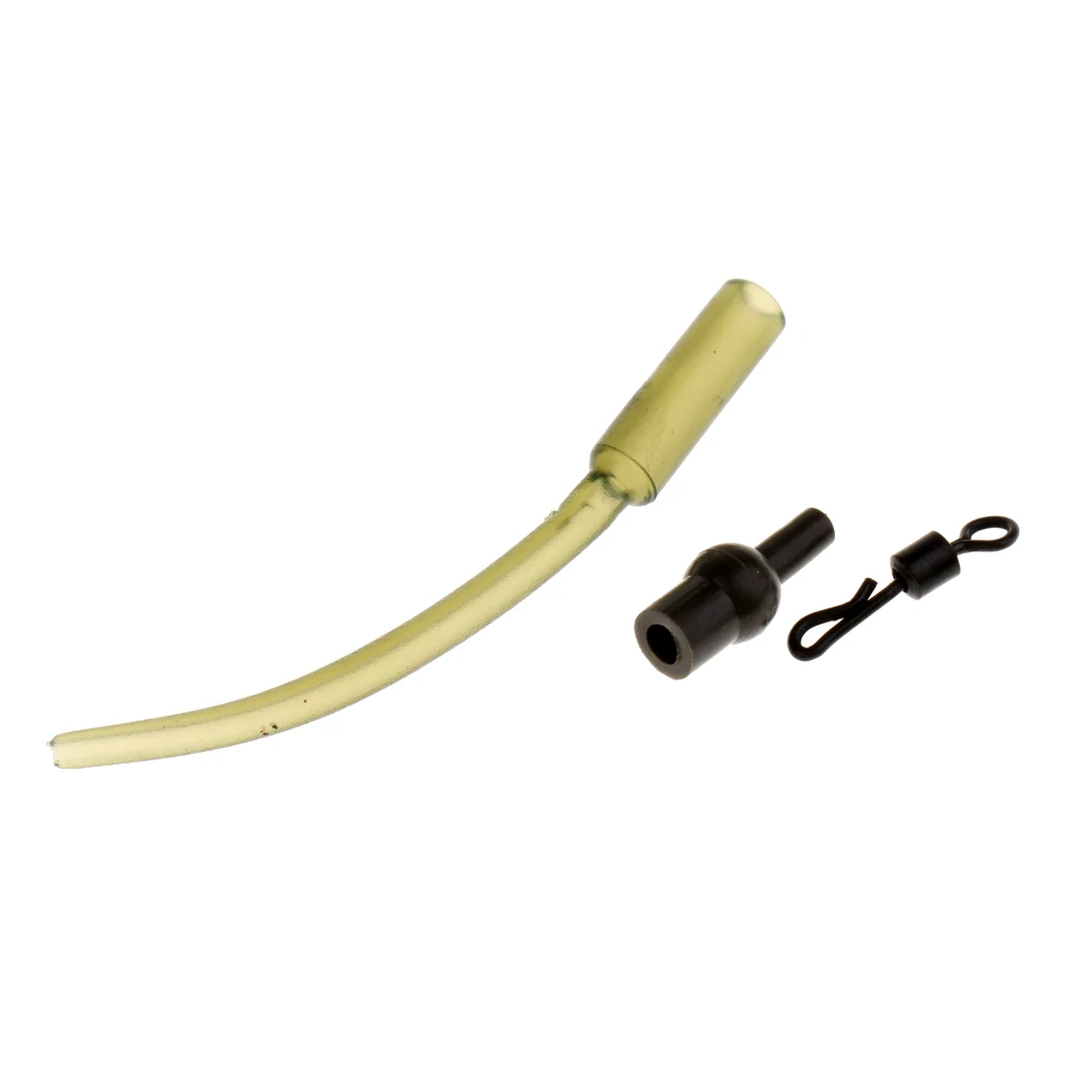 30Pcs/set Grass Green Crimp Protectors, Lure Rigs, Chod Rig Sleeves with Quick Change Swivels Carp Fishing Terminal Tackle