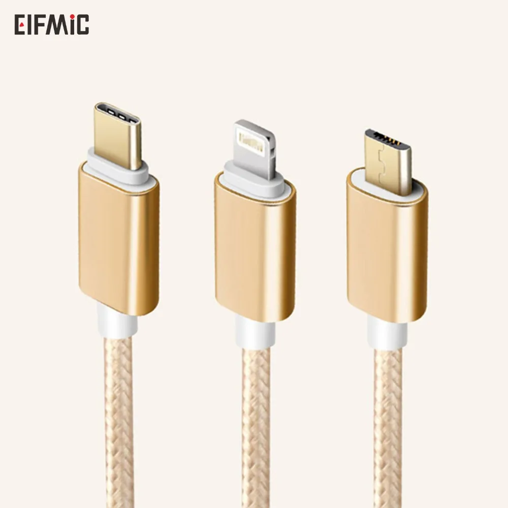 

ELFMIC 2.4A Fast Charging Cable Micro-usb-Type-C Light-ning for xiaomi huawei iphone ipad samsung