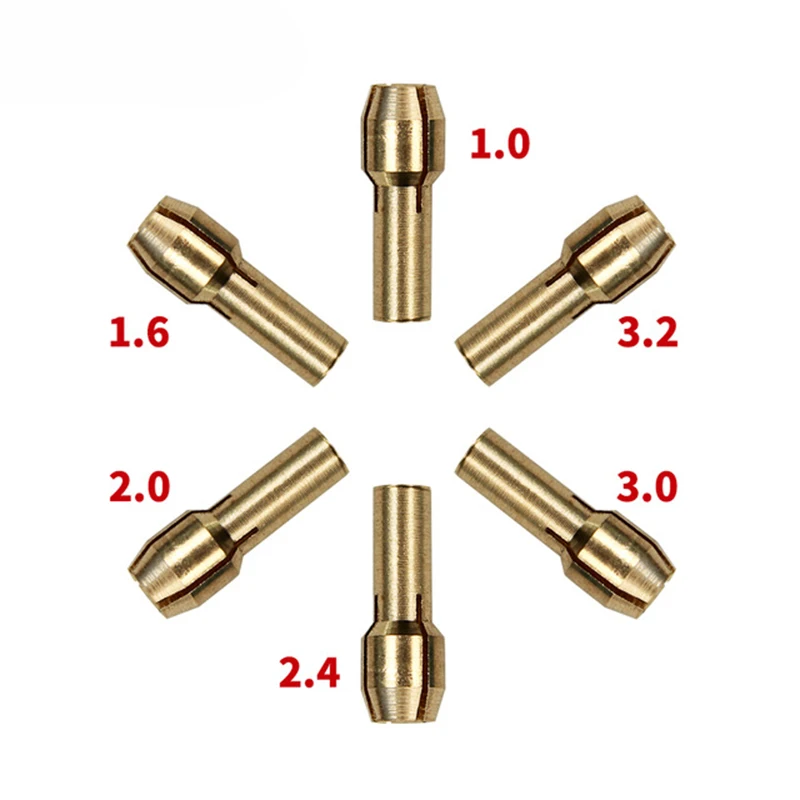 1,0/1,6/2,0/2,4/3,0/3,2 мм 6 шт. мини-сверлильный латунный цанговый патрон для вращающегося инструмента Dremel, включая Аксессуары dremel