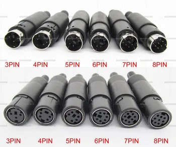 

10pcs S-Video terminal Circular Connector Mini DIN 3/4/5/6/7/8 Pin Male/Female With Plastic Handle Adapter Soldering Cables DIY