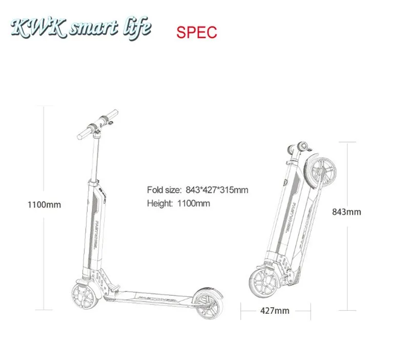 F0 KUICKWHEEL/FASTWHEEL е-байка 36В 160 Вт мини складной электрический скутер