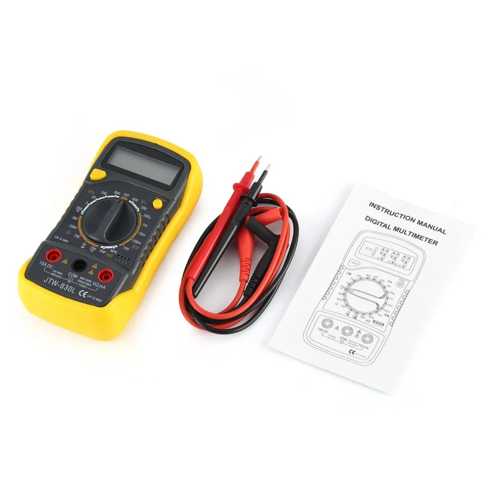 

JTW-830L Handheld Mini Digital Multimeter 1999 Counts AC/DC Volt Amp Ohm Diode hFE Continuity Tester Ammeter Voltmeter