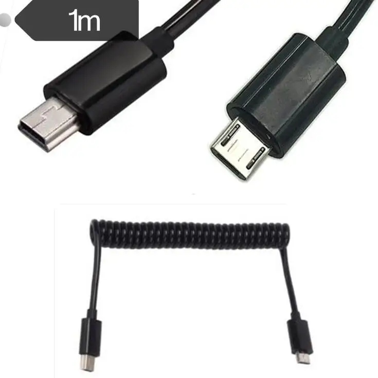 Кабель адаптер с 5 штырьками Micro USB B Mini штырьков спиральный 3 фута|Кабели передачи
