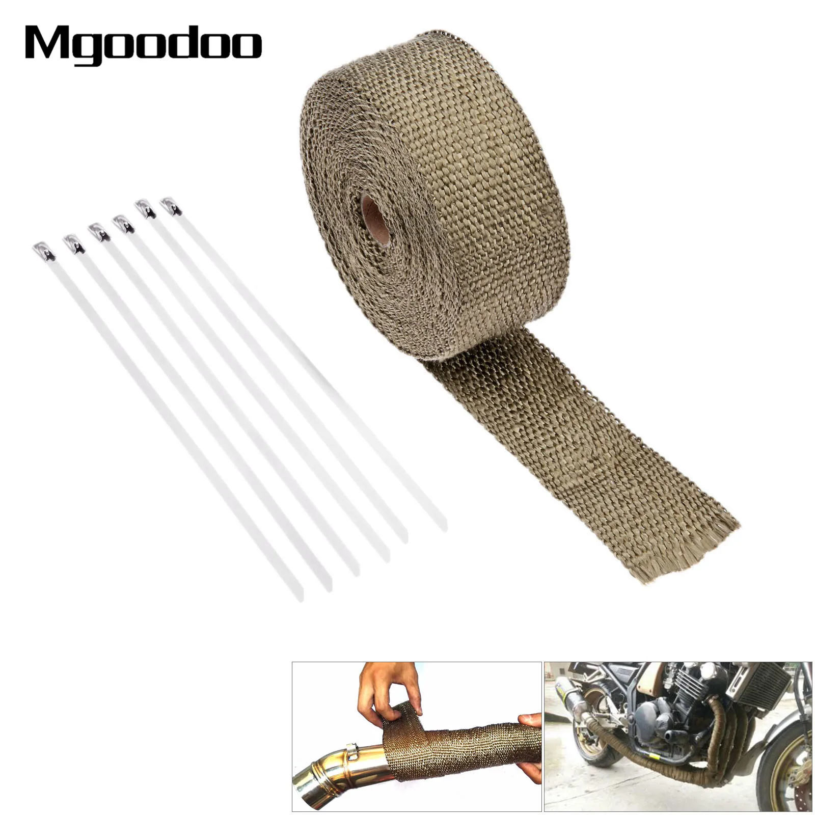 10M Motorcycle Motocross Thermal Exhaust Pipe Header Heat Wrap Tape Resistant Durable Stainless