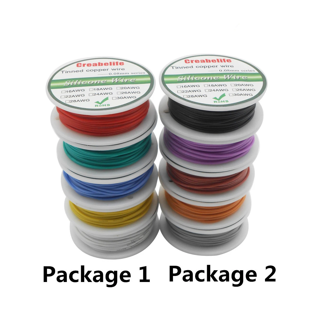 30/28/26/24/22/20/18awg Flexible Silicone Wire Cable wire 5 color Mix package