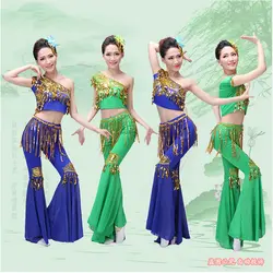 Эластичные Китайская народная Танцы дай Танцы костюм павлина Танцы одежда меньшинства костюм bichunmoo Вьетнам Дуньхуан Танцы