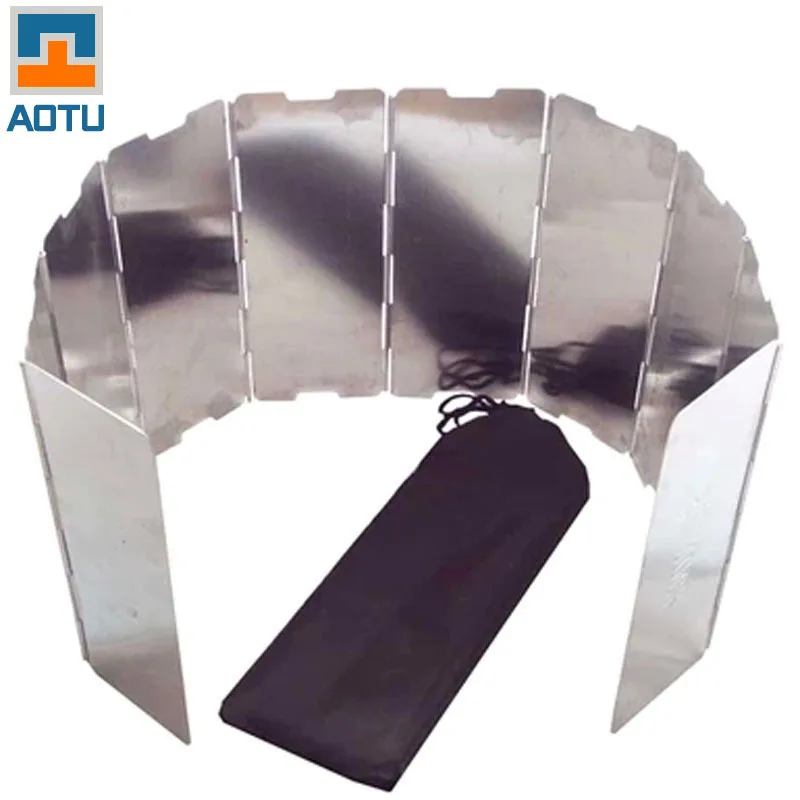 New AOTU 10 Plates Outdoor Gas Camping Stove Wind Screen Shield