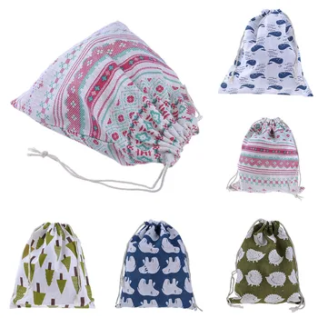 

Travel Fresh Printed Cotton Linen Drawstring Storage Bag Jewelry Gifts Organizer