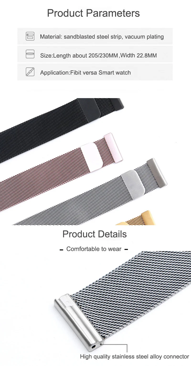 XShum металлический браслет из нержавеющей стали для Fitbit Versa ремешок на запястье Миланский Магнитный Браслет fit bit Lite Verse 2 Band аксессуары